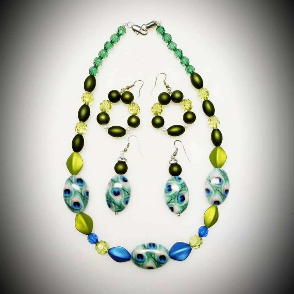 Green and Blue Necklace Set